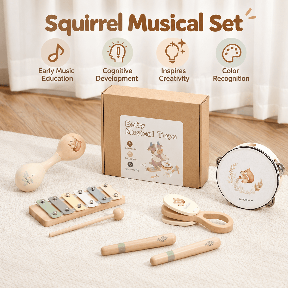 Montessori Wooden Musical Instruments Set 2+ Years