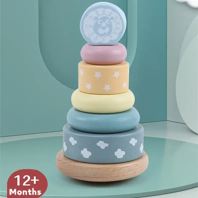 Montessori Wooden Stacking Pyramid Toy