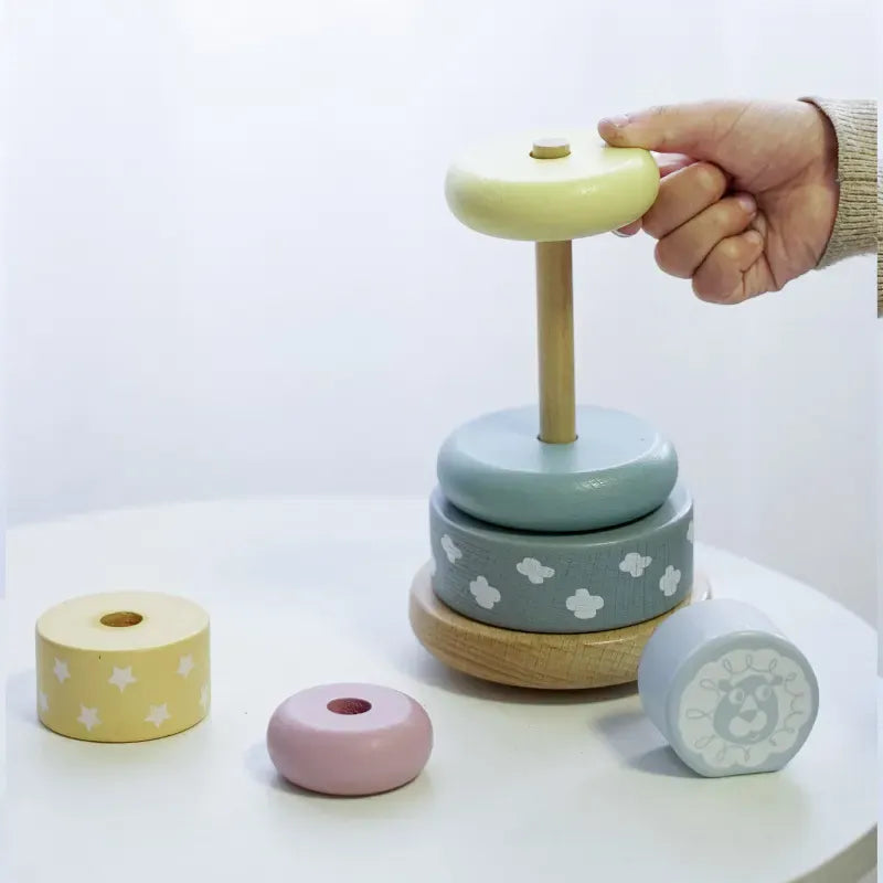 Montessori Wooden Stacking Pyramid Toy