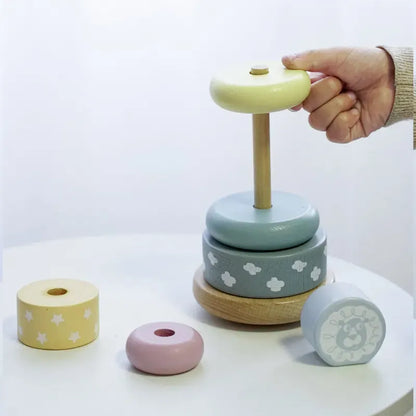 Montessori Wooden Stacking Pyramid Toy